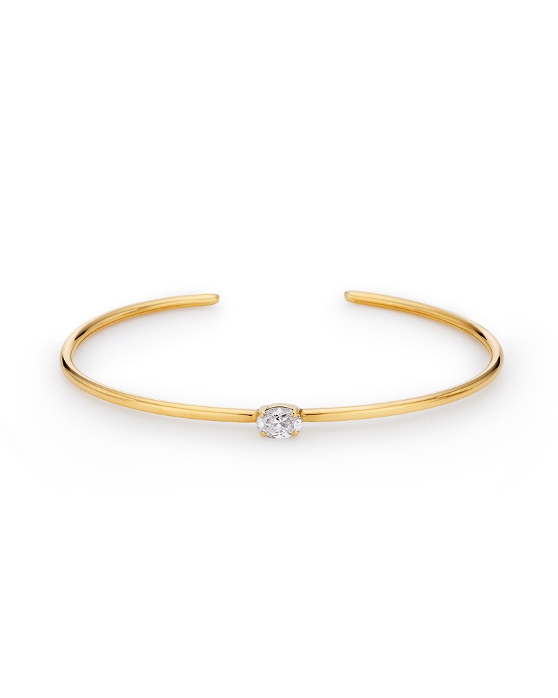 [ ONLY ONE ] Flexible Natural Oval Diamond flat Bangle